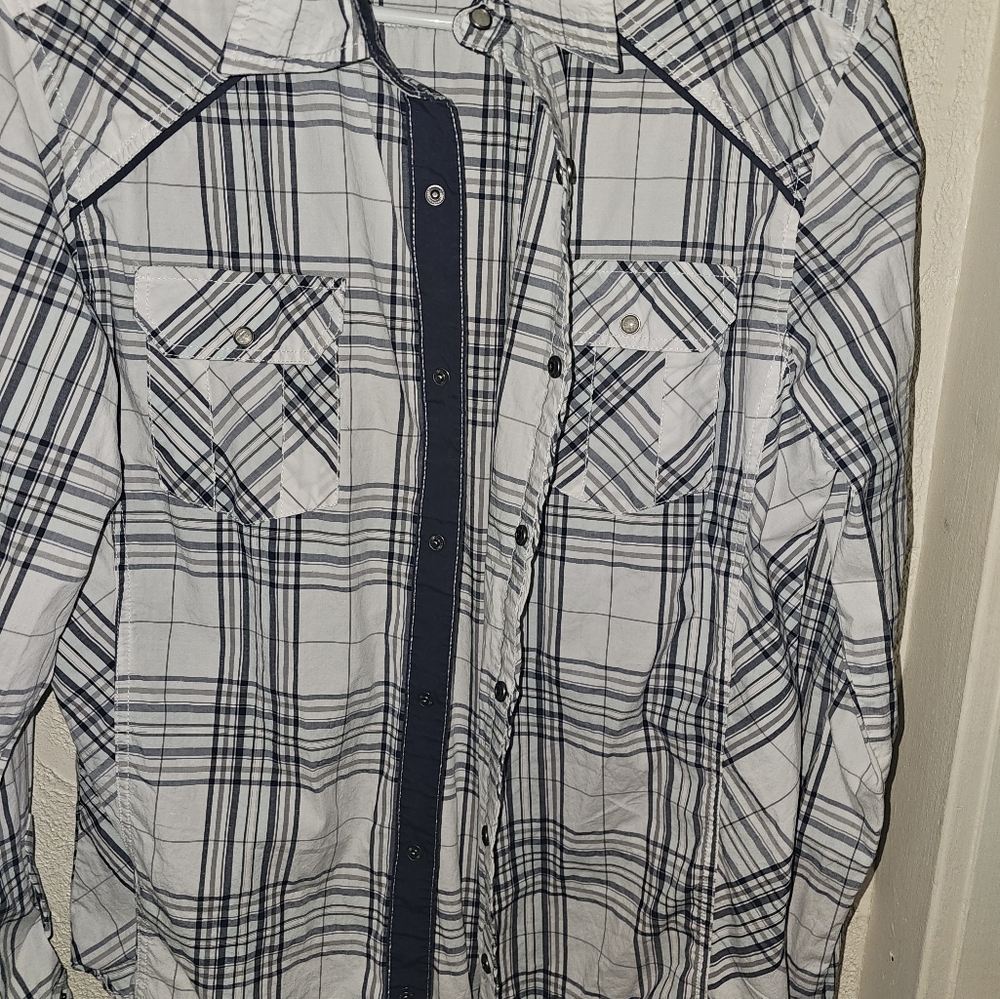 Men's Buckle black button up plaid